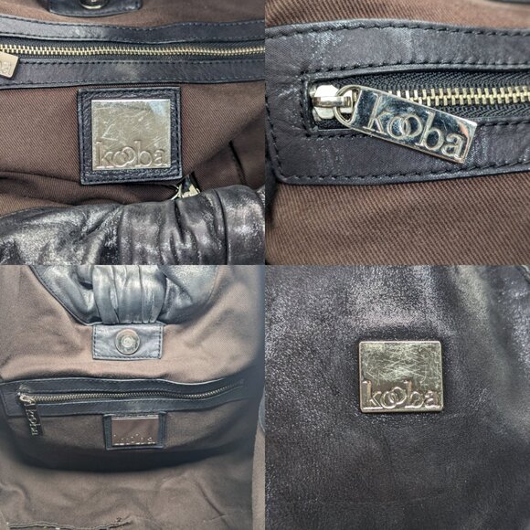 KOOBA Carly Black Silver Leather Shoulder Hobo Bag - Picture 10 of 14